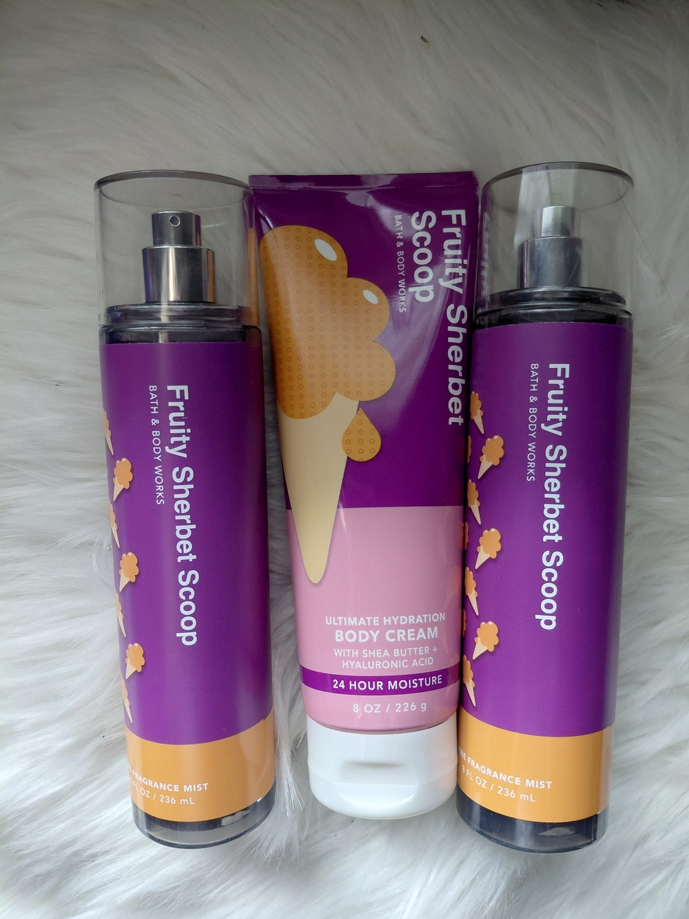 Bath & Body Works Fruity Sherbet Scoop Body Cream & Mist Set - Purple & Orange